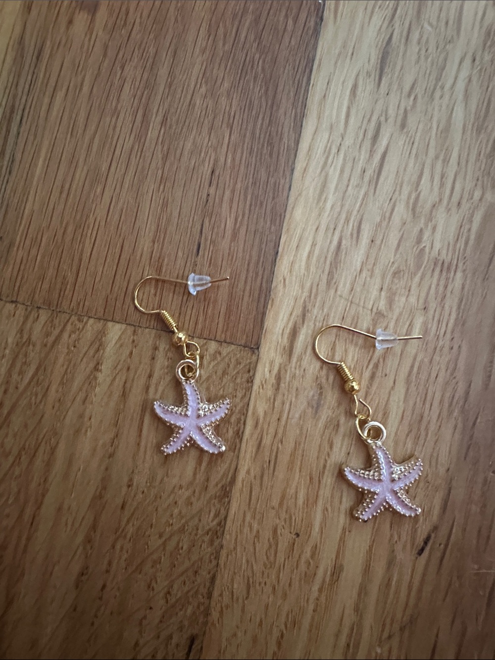 Gold-Tone Pink Starfish Drop Earrings - Women Jewelry